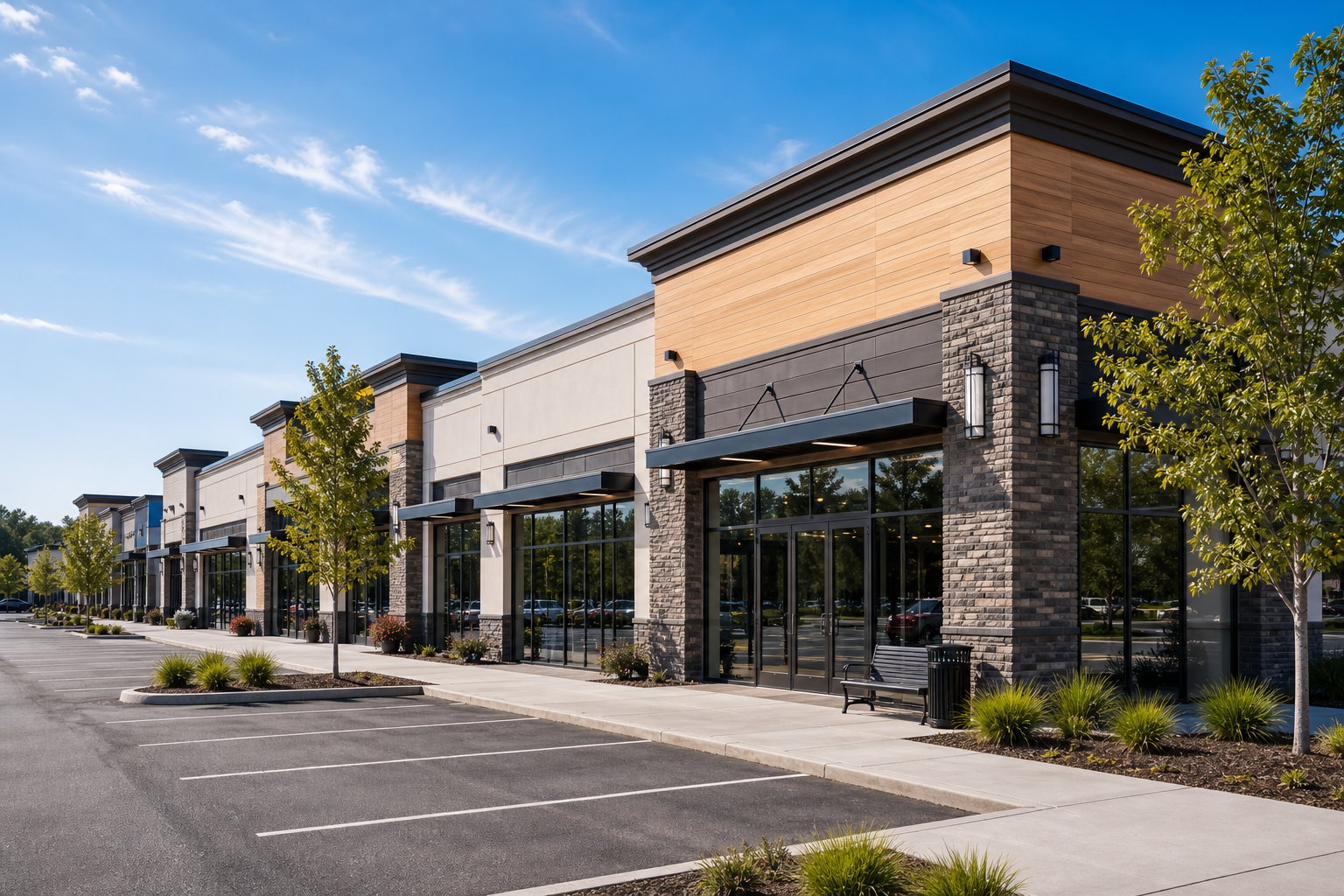 Retail storefronts and shopping center property